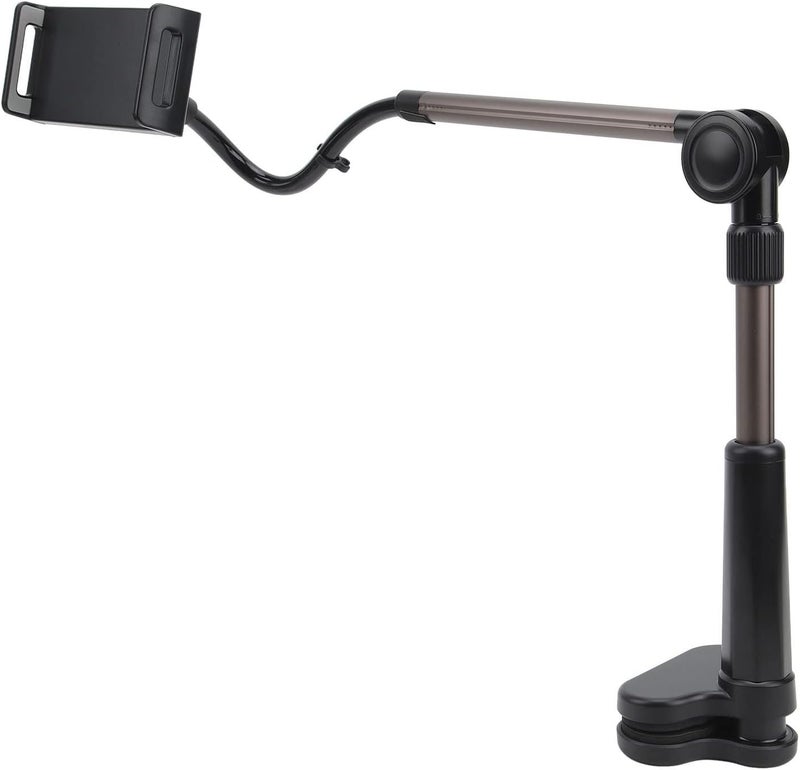Tablet & Phone Clamp Holder with 360° Rotation, Sturdy Gooseneck Arm & Wide Compatibility for Desk Mount up to 11" Devices, Adjustable Aluminum Alloy Bracket - Image 1