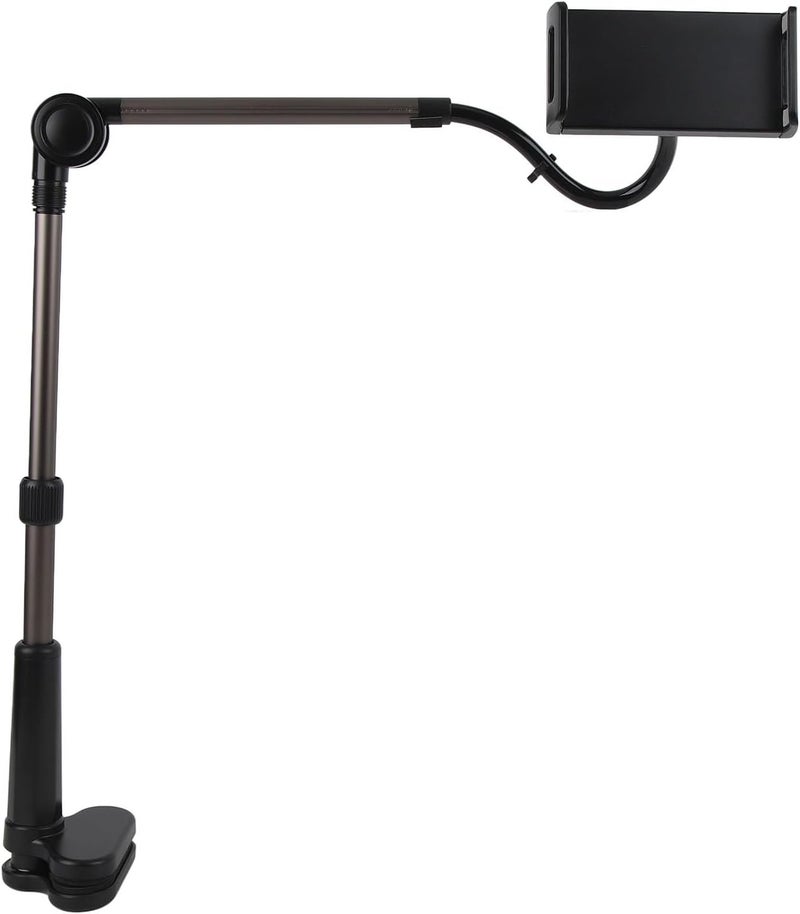 Tablet & Phone Clamp Holder with 360° Rotation, Sturdy Gooseneck Arm & Wide Compatibility for Desk Mount up to 11" Devices, Adjustable Aluminum Alloy Bracket - Image 5