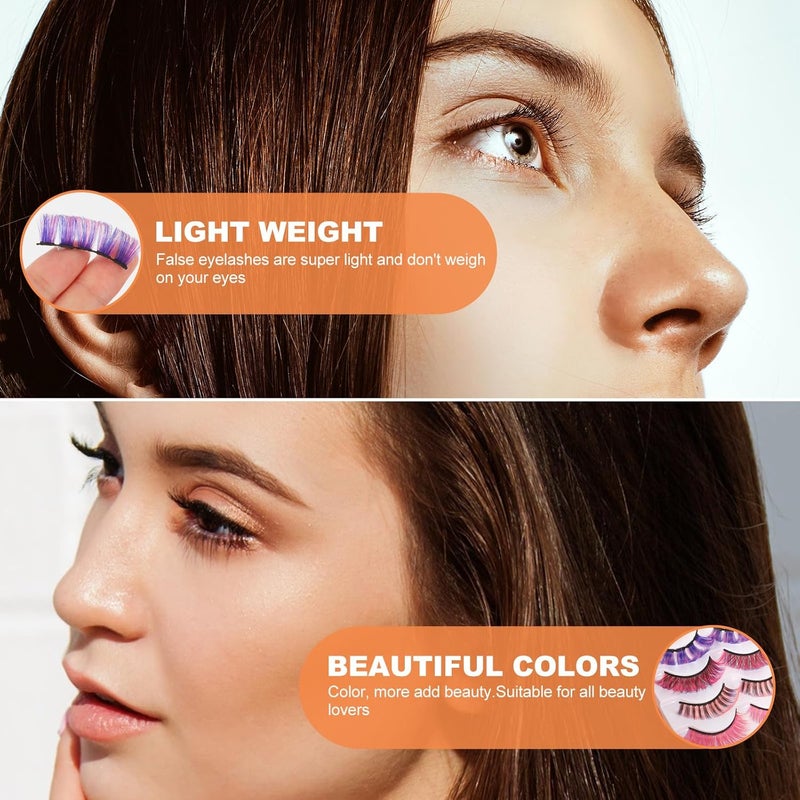 تيدتاليو رموش صناعية ملونة بتقنية D-curl، 5 أزواج، ألياف صناعية متنوعة، رموش زائفة نابضة بالحياة لمكياج النساء بمظهر طبيعي وتأثير كامل - Image 4