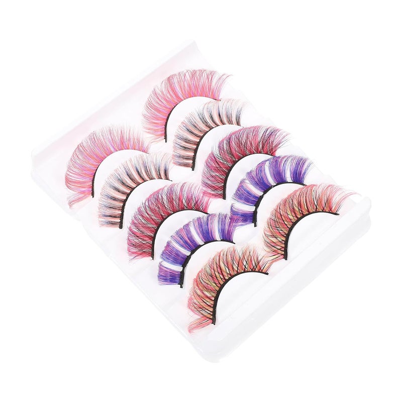 تيدتاليو رموش صناعية ملونة بتقنية D-curl، 5 أزواج، ألياف صناعية متنوعة، رموش زائفة نابضة بالحياة لمكياج النساء بمظهر طبيعي وتأثير كامل - Image 1