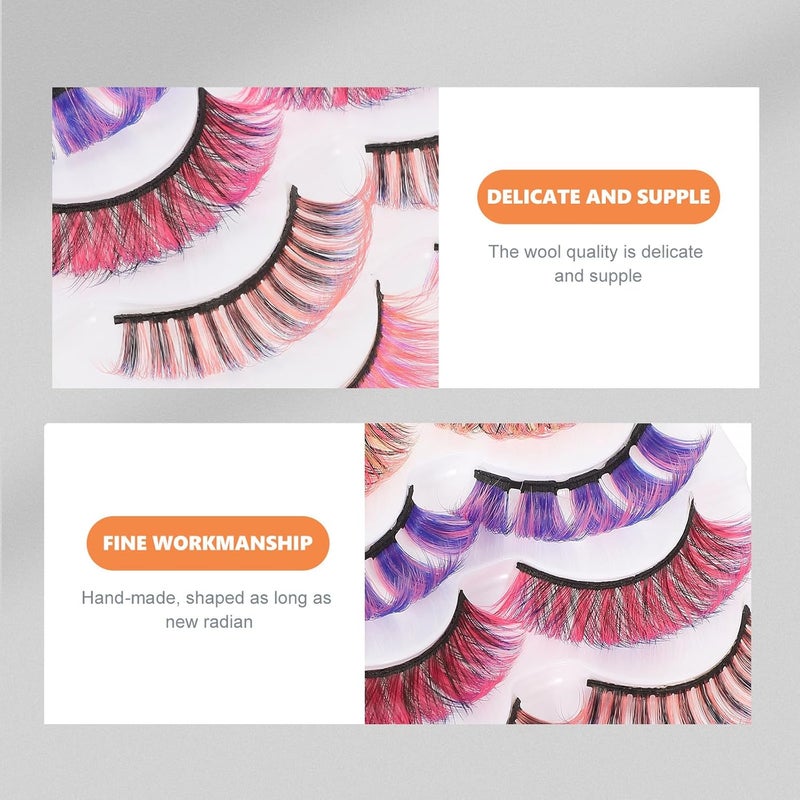 تيدتاليو رموش صناعية ملونة بتقنية D-curl، 5 أزواج، ألياف صناعية متنوعة، رموش زائفة نابضة بالحياة لمكياج النساء بمظهر طبيعي وتأثير كامل - Image 5