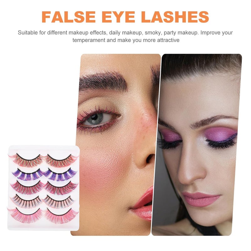 تيدتاليو رموش صناعية ملونة بتقنية D-curl، 5 أزواج، ألياف صناعية متنوعة، رموش زائفة نابضة بالحياة لمكياج النساء بمظهر طبيعي وتأثير كامل - Image 3