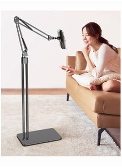 SINCHER 2 in 1 Tablet Stand Holder Adjustable for Bed Desk Phone Stand Holder Floor Stand (Black)  - Image 1