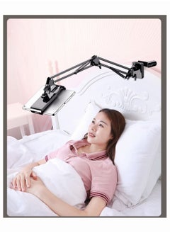 SINCHER 2 in 1 Tablet Stand Holder Adjustable for Bed Desk Phone Stand Holder Floor Stand (Black)  - Image 2