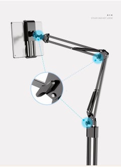 SINCHER 2 in 1 Tablet Stand Holder Adjustable for Bed Desk Phone Stand Holder Floor Stand (Black)  - Image 3