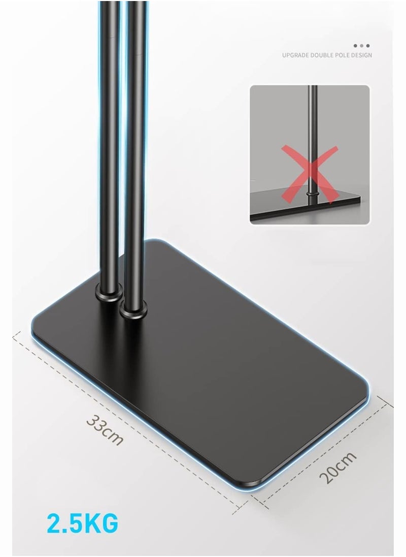 2 in 1 Tablet Stand Holder Adjustable for Bed Desk Phone Stand Holder Floor Stand (Black)