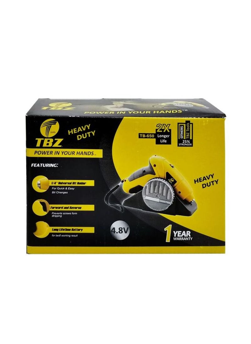 TBZ - 7 Piece 4.8 V Cordless Screwdriver Set with LED Light for Home Mechanic Use - Image 1
