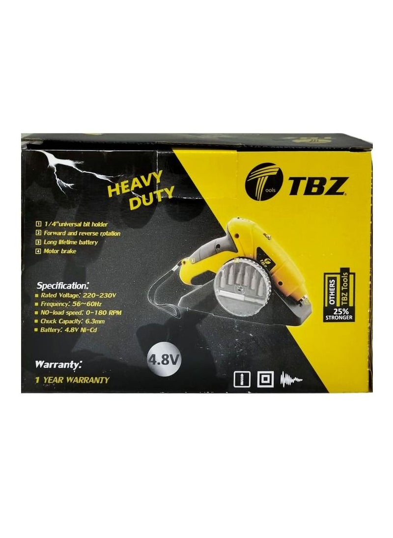 TBZ - 7 Piece 4.8 V Cordless Screwdriver Set with LED Light for Home Mechanic Use - Image 1