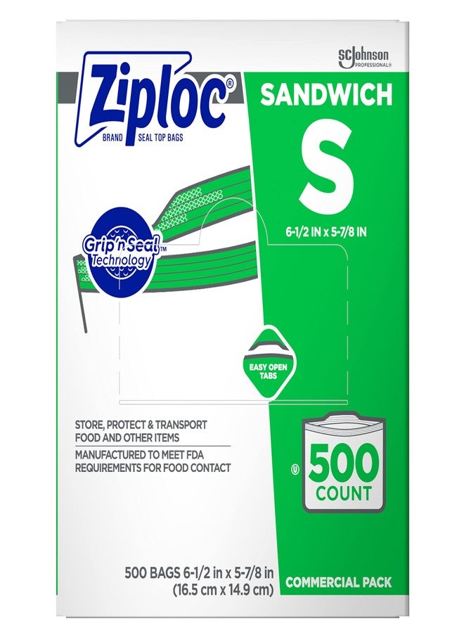 SC Johnson Professional Ziploc Sandwich Bags, Easy Open Tabs, 500 Count - Image 1