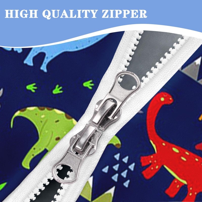 Nesker Zipper Bedding Twin Cartoon Dinosaur Zip Up Bedding Set for Boys and Kids, Wildlife Animal 3 Pcs Comforter Bed in a Bag with Fitted Sheet and 2 Pcs Pillowcases - Image 3