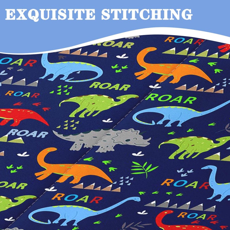Nesker Zipper Bedding Twin Cartoon Dinosaur Zip Up Bedding Set for Boys and Kids, Wildlife Animal 3 Pcs Comforter Bed in a Bag with Fitted Sheet and 2 Pcs Pillowcases - Image 5