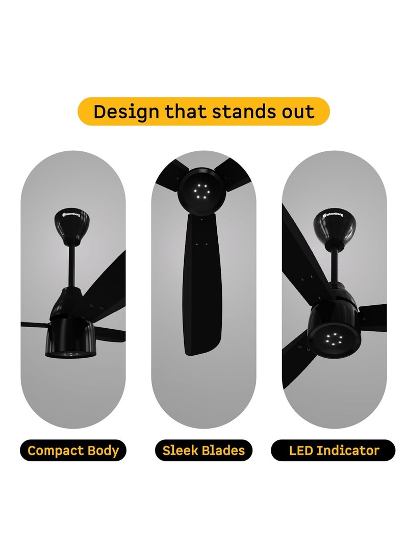 atomberg Renesa Enzel 900mm Newly Launched BLDC Ceiling Fan with Remote | BEE 5 star | High Air Delivery | LED Speed Indicator | Low Noise | Sleek Design | Power Saving | 3 Year Warranty | Gloss Black - Image 4