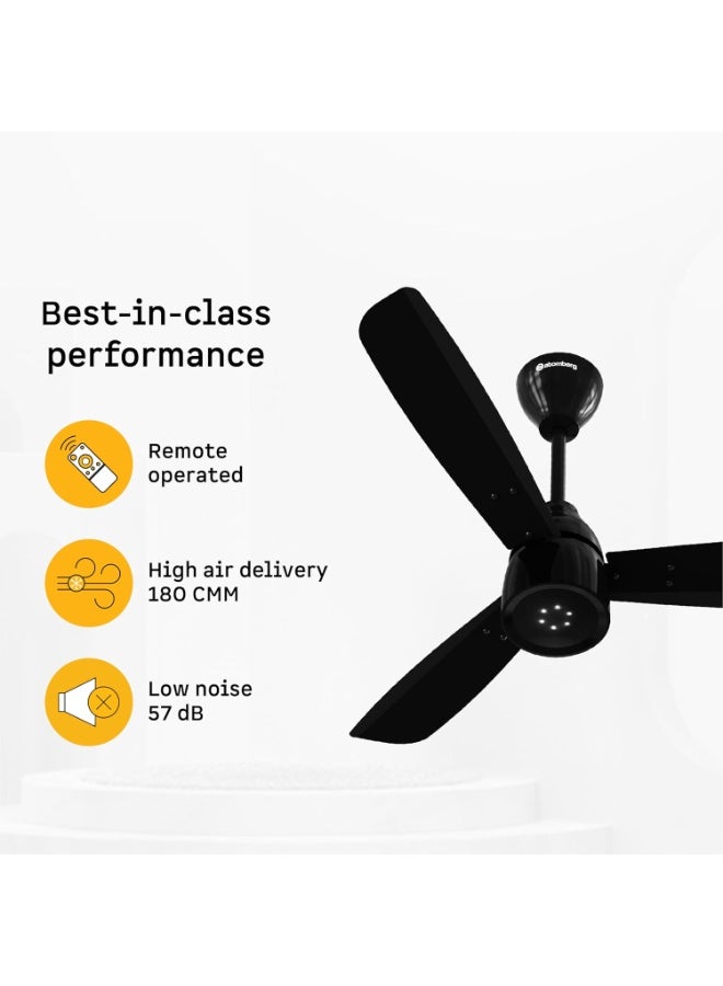 atomberg Renesa Enzel 900mm Newly Launched BLDC Ceiling Fan with Remote | BEE 5 star | High Air Delivery | LED Speed Indicator | Low Noise | Sleek Design | Power Saving | 3 Year Warranty | Gloss Black - Image 2