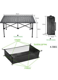 Generic Large Foldable Table,Portable Camping Table,Picnic Table,Backpacking Table with Storage Waterproof Pocket,for Outdoor BBQ,Cookout,Picnic,Beach,Camping and Beach 95 * 55 * 50CM  - Image 2