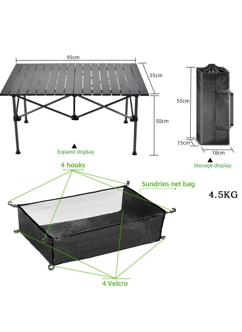 Generic Large Foldable Table,Portable Camping Table,Picnic Table,Backpacking Table with Storage Waterproof Pocket,for Outdoor BBQ,Cookout,Picnic,Beach,Camping and Beach 95 * 55 * 50CM  - Image 2