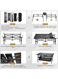 Generic Large Foldable Table,Portable Camping Table,Picnic Table,Backpacking Table with Storage Waterproof Pocket,for Outdoor BBQ,Cookout,Picnic,Beach,Camping and Beach 95 * 55 * 50CM  - Image 4