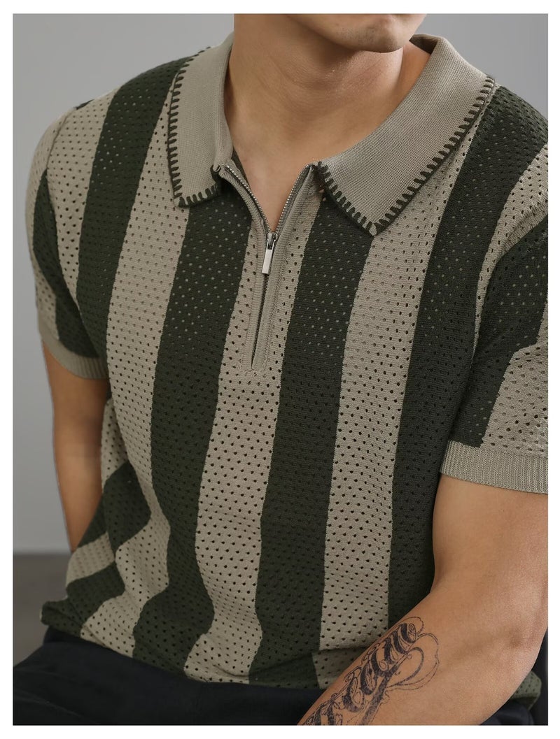 Men's Summer Knit Polo Shirt Short Sleeve Business Casual Turn-Down Collar T-Shirt - Image 3