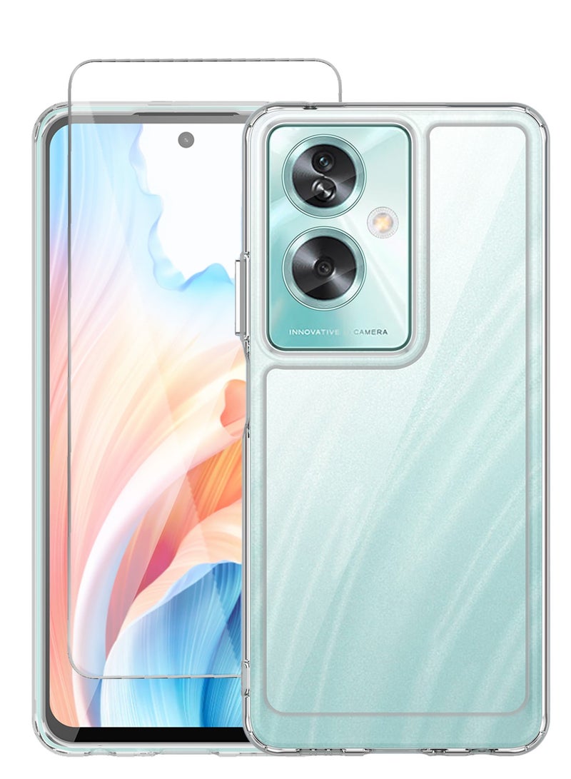 for OnePlus Nord N30 SE Cover: OPPO A79 5G Case Phone Back Cover Ultra Hybrid [Anti-Yellowing][Mil-Grade Anti-Drop] with Screen Protector Glass - Crystal Clear Xc