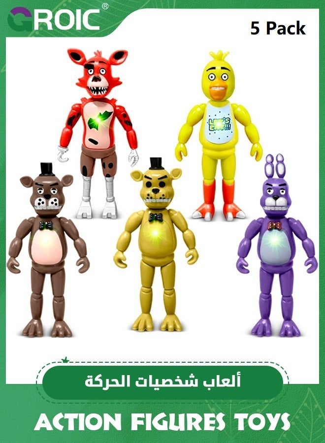GROIC 5 Pcs Action Figures Set, 6.14 Inches Movable Joints Collectible Toys Set with Light for Dolls Gifts Cake Toppers, - Image 1