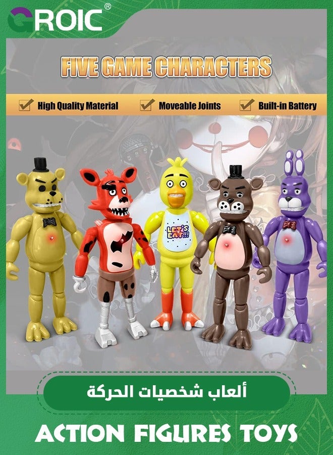 GROIC 5 Pcs Action Figures Set, 6.14 Inches Movable Joints Collectible Toys Set with Light for Dolls Gifts Cake Toppers, - Image 3