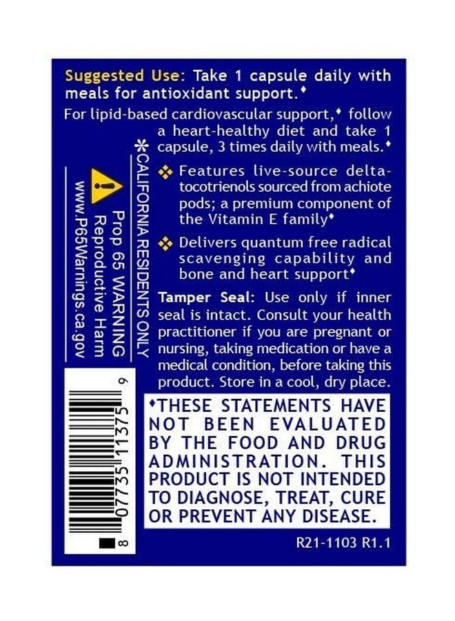 Quantum Nutrition QNL Quantum Delta Tocotrienol - Vitamin E Tocotrienols Complex - Heart Health Supplement - Supports Liver & Bone Health - 60 Plant-Source Capsules - Image 4