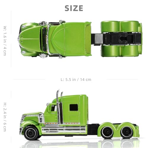Risopen Semi Truck Toy 164 Scale Alloy Metal Diecast Heavy Semi Truck Trailer Head Toy Model International Lonestar Diecast Tow Traktor Toy Gift for Boy Adult Model Car Collector Green - Image 5