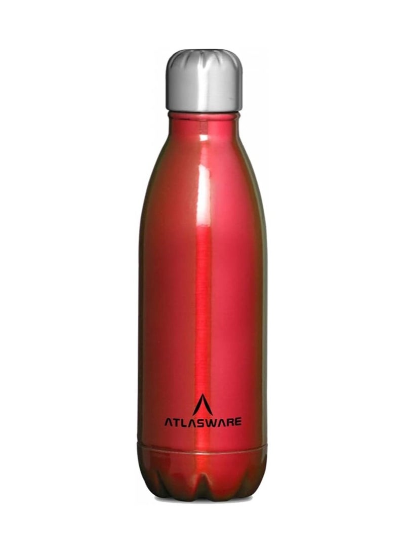 Atlasware Stainless Steel Vacuum Bottle, 350 ml - Red - Image 1