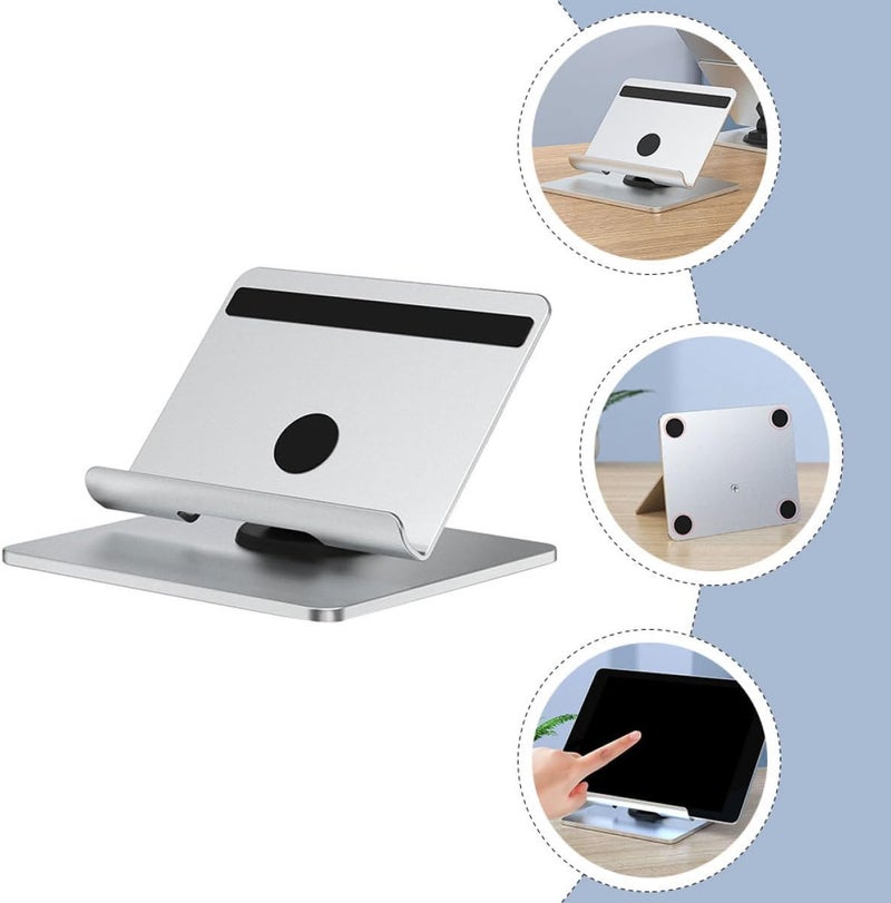 Adjustable Foldable Desktop Tablet PC Holder and Phone Stand Metal Bracket for Office and Home Use Compatible with Smartphones and Tablets - Image 3