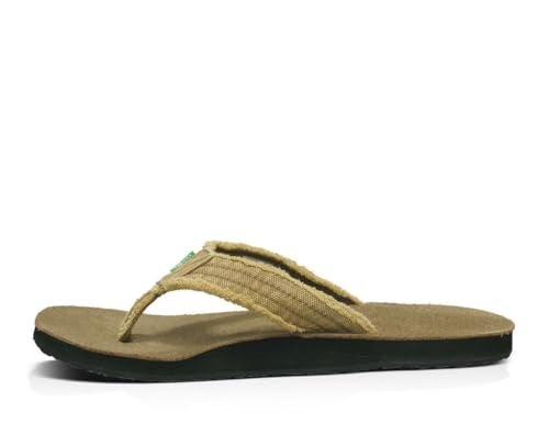 Sanuk Mens Fraid Not | Flip Flops for Men | Mens Sandals | Beach Sandals | Supportive & Lightweight | Comfort Footbed, Khaki, 8 - Image 4