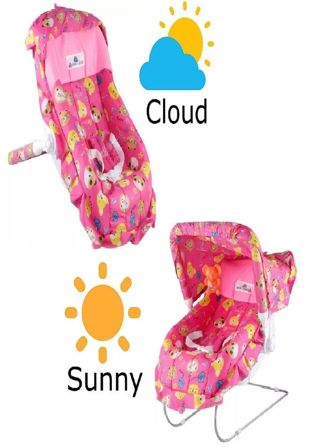 Joyride Multipurpose Adjustable Carry Cot/Bouncer/Rocker with Mosquito Net Bouncer (Pink) ?Plastic & Polyster - Image 3