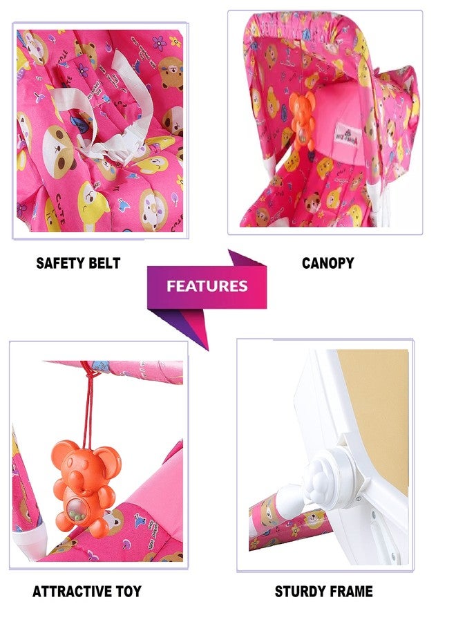 Joyride Multipurpose Adjustable Carry Cot/Bouncer/Rocker with Mosquito Net Bouncer (Pink) ?Plastic & Polyster - Image 4