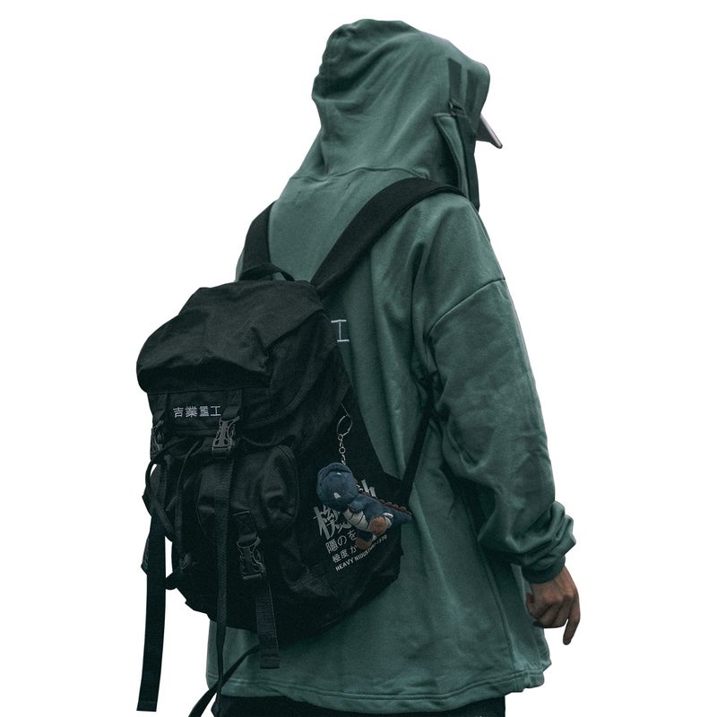 Niepce Inc Japanese Techwear Streetwear Slim Daypack Backpack Black - Image 2