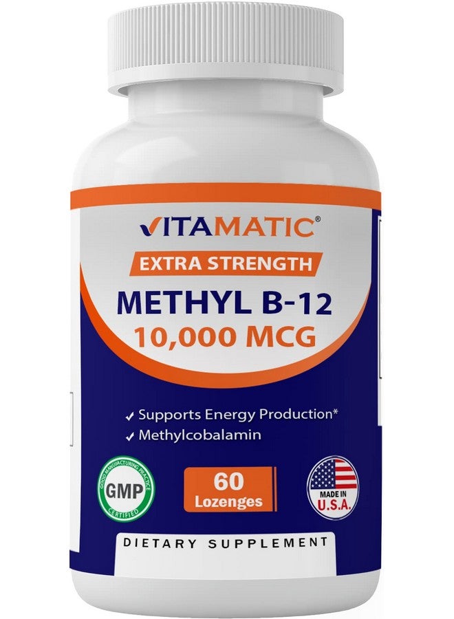 Vitamatic فيتامينات ميثيل ب12 (ميثيلكوبالامين) 10,000 ميكروغرام - 60 حبة مصاصة - مصدر متفوق لفيتامين ب12 للطاقة وصحة الأعصاب - Image 1