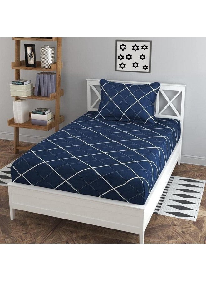 RRC Polycotton Elastic Fitted Bedsheet for Single Bed 36x78 Inches with 1 Pillow Cover Soft and Durable Fabric - Image 1