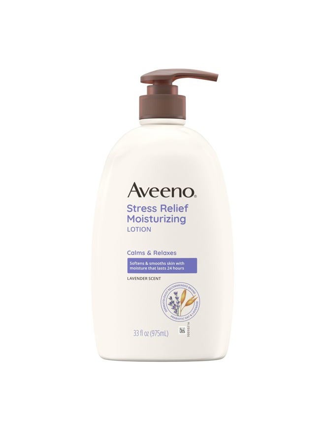 Aveeno Stress Relief Moisturizing Body Lotion with Lavender Scent, to help you feel Calm and Relaxed, Hydrating Body Lotion for Dry Skin, 33 FL OZ - Image 1