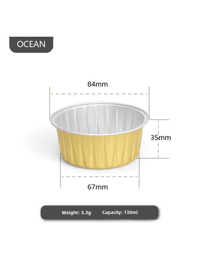 Generic Thickened Disposable Snow White Bubble Tea Cups Big Fortune Buns Baking Aluminum Foil Tin Foil Packaging Box Packaging-Specifications:OX-84/35(130ml) Gold-Color:One Box Without Cover (2000)  - Image 1