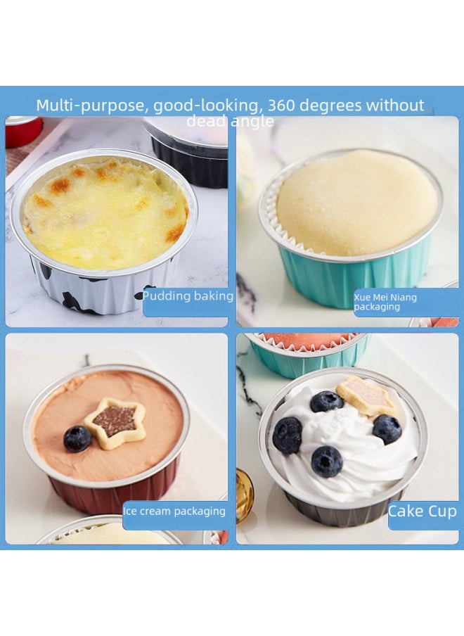 Generic Thickened Disposable Snow White Bubble Tea Cups Big Fortune Buns Baking Aluminum Foil Tin Foil Packaging Box Packaging-Specifications:OX-84/35(130ml) Gold-Color:One Box Without Cover (2000)  - Image 3