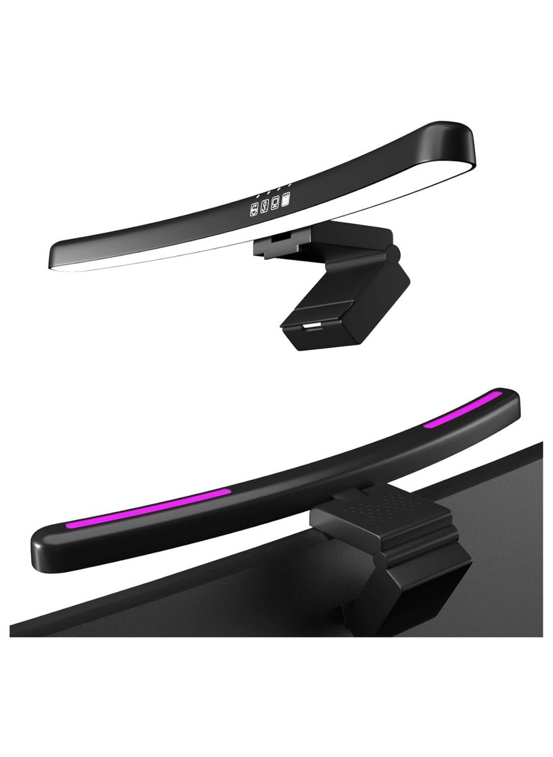 fonken - Monitor Light Bar Curved with RGB Backlight,Computer Screen Lamp for Eye Caring,Dual Light Source with Touch Control Timed Computer Light Bar,Gaming Accessories for Home Office Game - Image 1