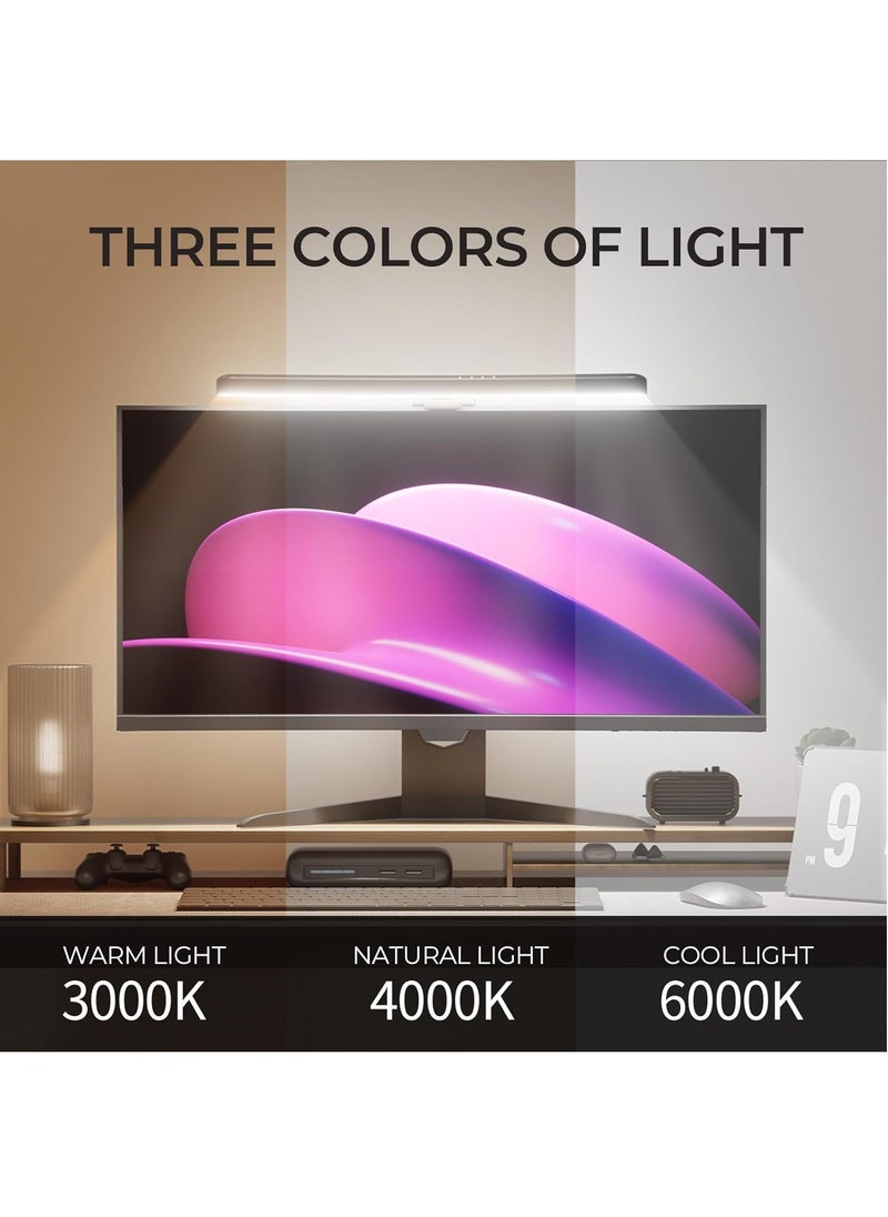 fonken - Monitor Light Bar Curved with RGB Backlight,Computer Screen Lamp for Eye Caring,Dual Light Source with Touch Control Timed Computer Light Bar,Gaming Accessories for Home Office Game - Image 1