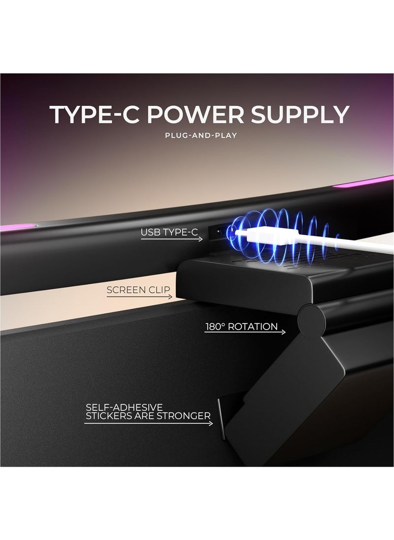 fonken - Monitor Light Bar Curved with RGB Backlight,Computer Screen Lamp for Eye Caring,Dual Light Source with Touch Control Timed Computer Light Bar,Gaming Accessories for Home Office Game - Image 1