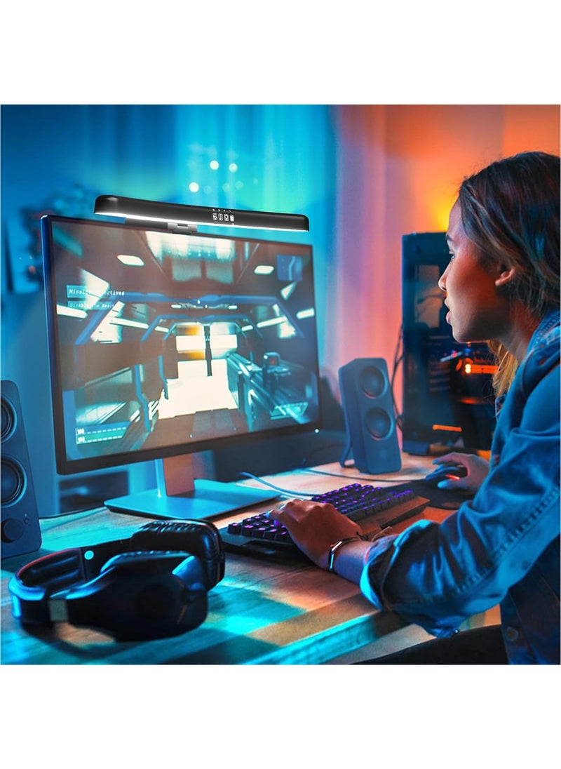 fonken - Monitor Light Bar Curved with RGB Backlight,Computer Screen Lamp for Eye Caring,Dual Light Source with Touch Control Timed Computer Light Bar,Gaming Accessories for Home Office Game - Image 1