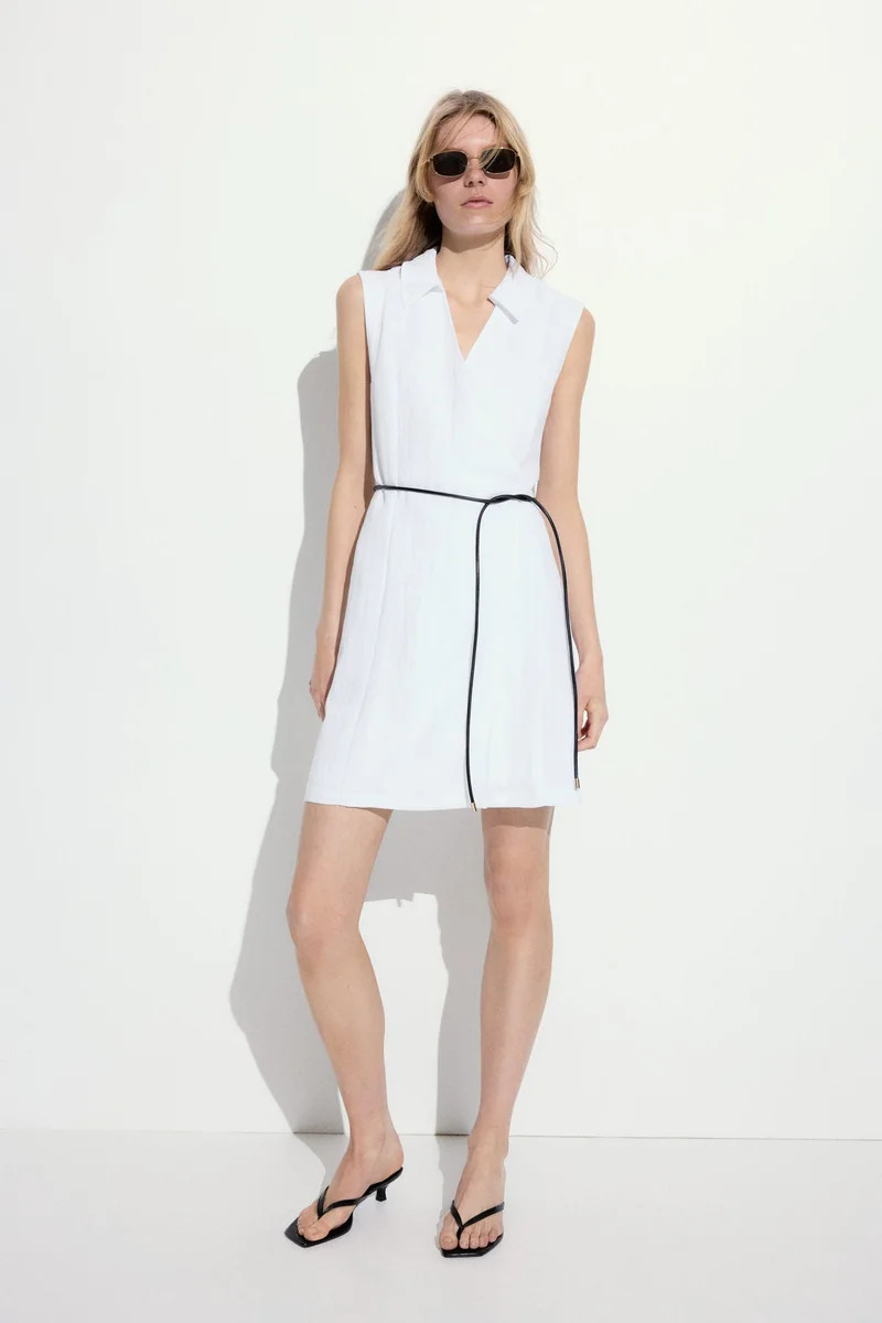 اتش اند ام فستان ملفوف بحزام ربطة على الخصر