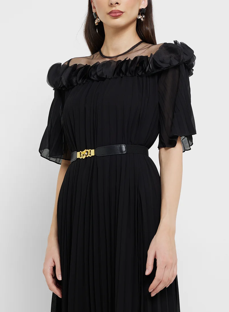 ELLA Pleated Chiffon Dress