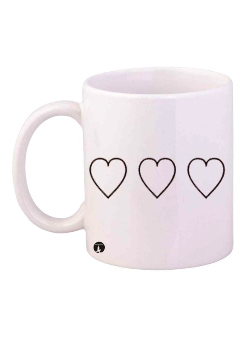 RKN Hearts Printed Mug White/Black Standard Size