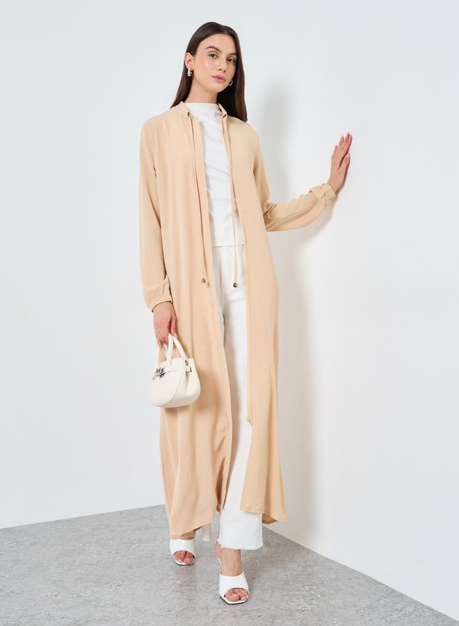 Take Two Women Beige Zip-Up Maxi Kimono - Image 1