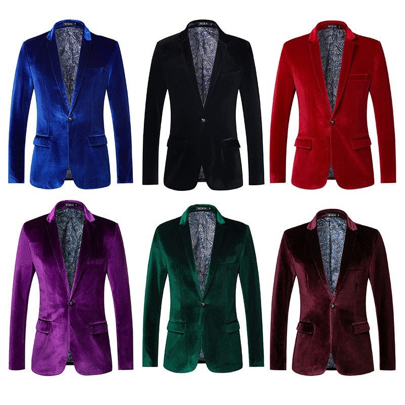 Men'S Casual Slim Velvet Blazer Jacket Trendy Youth Colorful Suit Men'S Clothing - Image 2