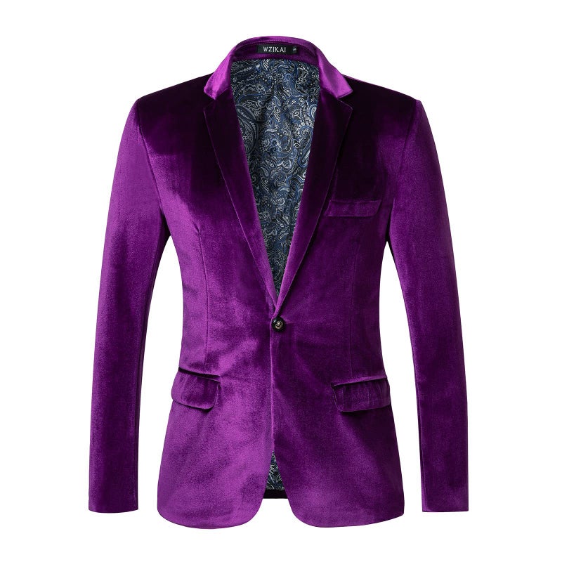 Men'S Casual Slim Velvet Blazer Jacket Trendy Youth Colorful Suit Men'S Clothing - Image 4