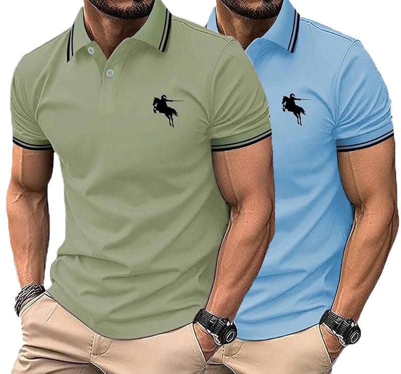 Lymio Polo T Shirt for Men || Men Casual T-Shirt || Polo Available in Combo Pack of 2 (Polo-20-21-Grey-SkyBlue-2XL) - Image 1