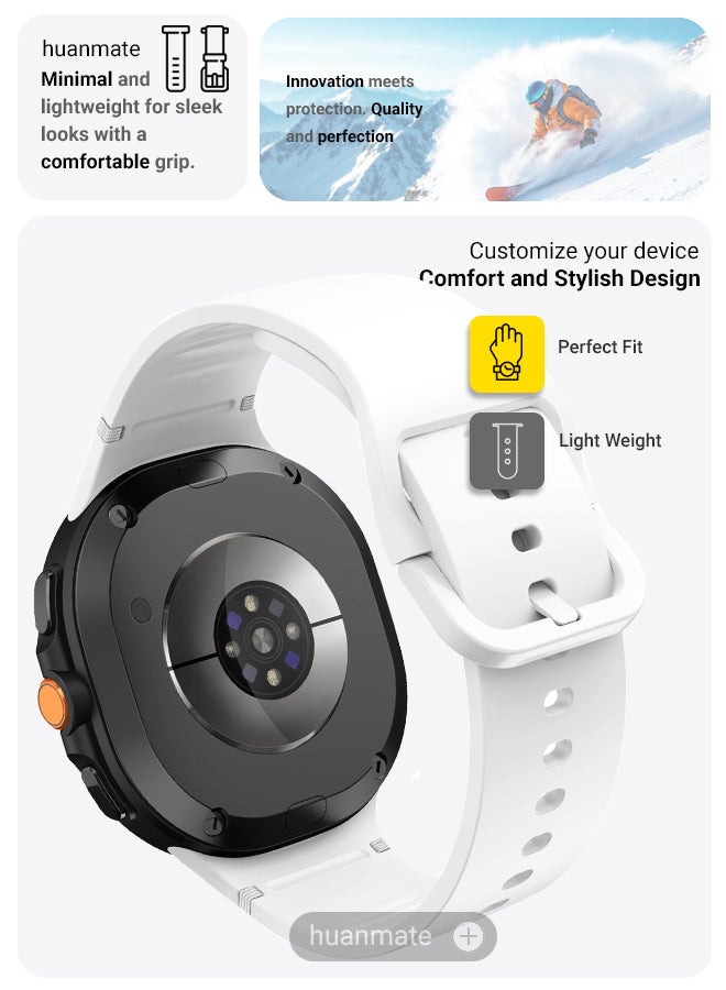 huanmate Samsung Galaxy Watch 8 Classic 46mm Soft Silicone Replacement Strap - High Quality, Lightweight, Stylish & Durable - Easy Installation - Replacement Strap for Samsung Galaxy Watch 8 Classic 46mm - Image 3