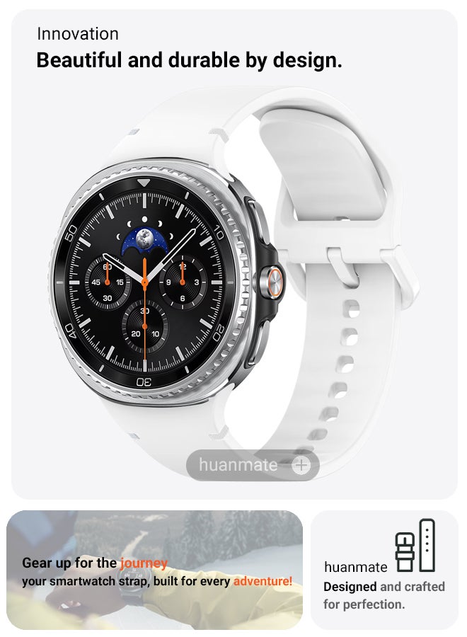 huanmate Samsung Galaxy Watch 8 Classic 46mm Soft Silicone Replacement Strap - High Quality, Lightweight, Stylish & Durable - Easy Installation - Replacement Strap for Samsung Galaxy Watch 8 Classic 46mm - Image 2